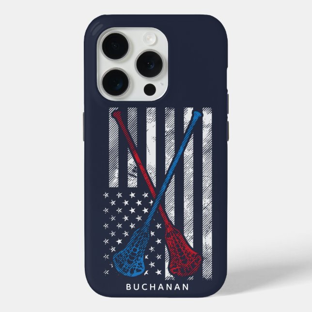 Funda De Case-Mate Para iPhone Bandera de época y deportes Lacrosse Bats (Reverso )