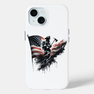 Funda Para iPhone 15 Bandera de Estados Unidos. Bombero