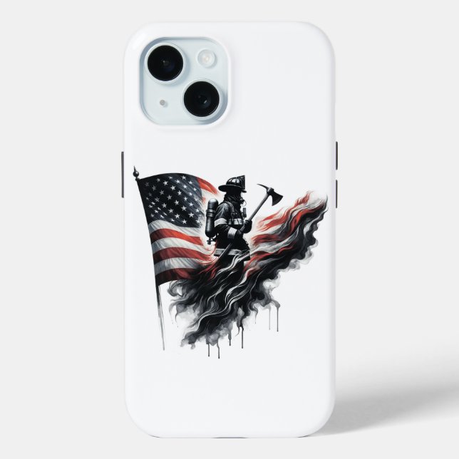 Funda De Case-Mate Para iPhone Bandera de Estados Unidos. Bombero (Reverso )