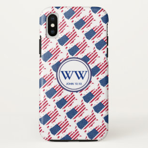 Funda Para iPhone XS Bandera de Estados Unidos Monograma Vida Cristiana