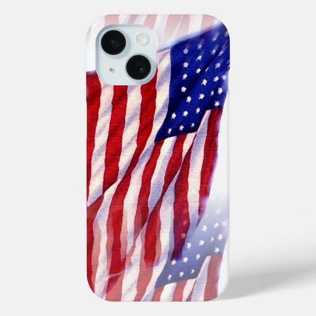 Funda De Case-Mate Para iPhone Bandera de Estados Unidos ondeando (Reverso )