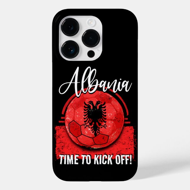 Funda De Case-Mate Para iPhone Bandera de fútbol de Albania, cosecha de fútbol (Reverso )