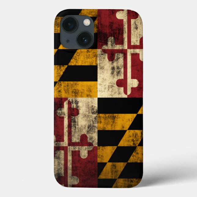 Funda De Case-Mate Para iPhone Bandera de Grunge de época de Maryland (Reverso)