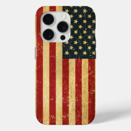 Funda Para iPhone 15 Pro Bandera de Grunge Vintage de Estados Unidos