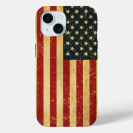 Funda Para iPhone 15 Bandera de Grunge Vintage de Estados Unidos