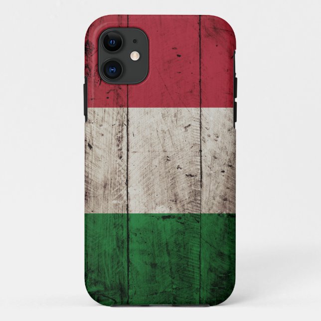 Funda De Case-Mate Para iPhone Bandera de Italia en grano de madera viejo (Reverso)