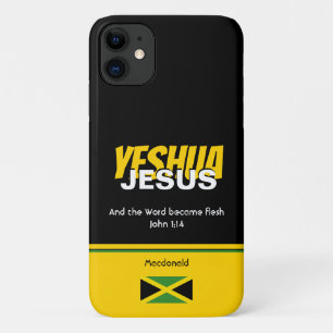 Funda Para iPhone 11 Bandera de Jamaica JESUS YESHUA Escritura personal