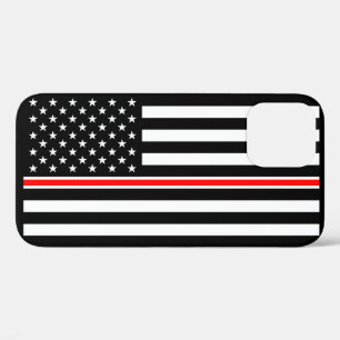 Funda Para iPhone 12 Bandera de la delgada línea roja: Memorial a los h