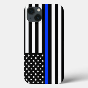 Funda Para iPhone 13 Bandera de la policía de la línea azul delgada