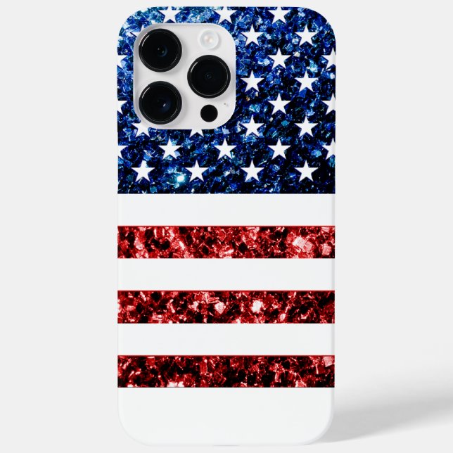 Funda De Case-Mate Para iPhone bandera de los Estados Unidos azul brillante falso (Reverso)