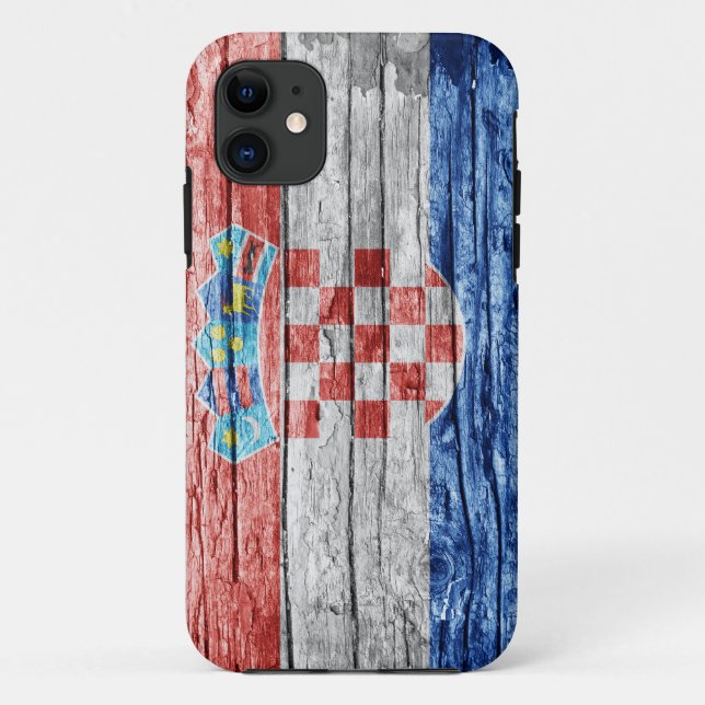 Funda De Case-Mate Para iPhone Bandera de madera de Croacia (Reverso)
