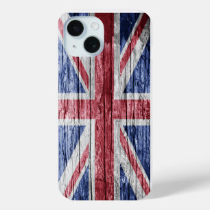 Funda Para iPhone 15 bandera de madera del Reino Unido