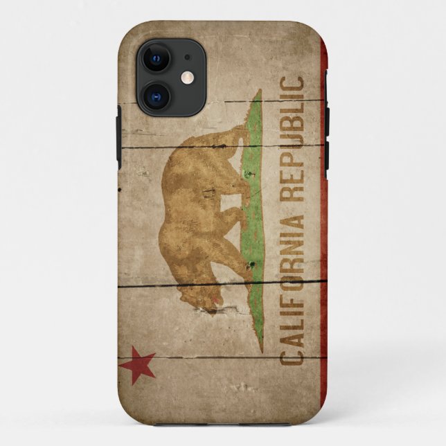 Funda De Case-Mate Para iPhone Bandera de madera rugosa de California (Reverso)