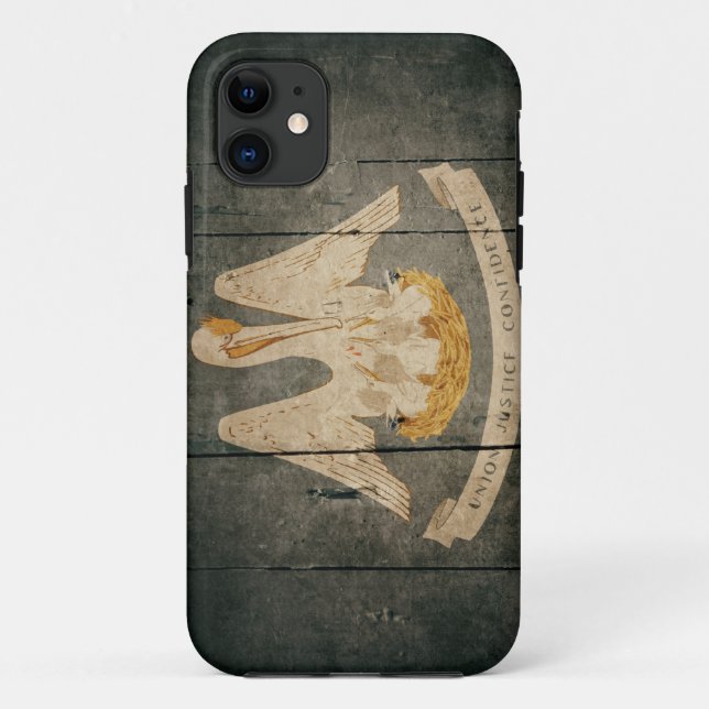 Funda De Case-Mate Para iPhone Bandera de madera rugosa de Luisiana (Reverso)