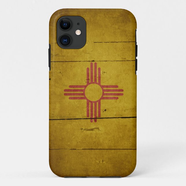 Funda De Case-Mate Para iPhone Bandera de madera rugosa de New México (Reverso)