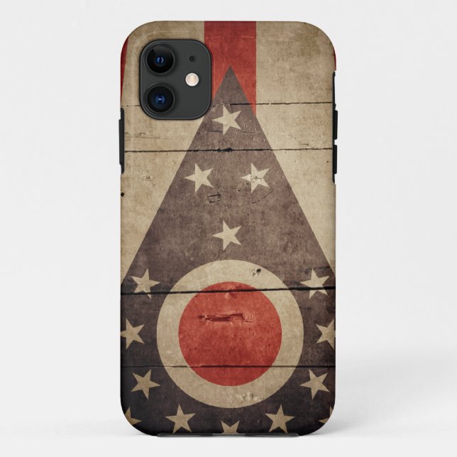 Funda De Case-Mate Para iPhone Bandera de madera rugosa de Ohio (Reverso)