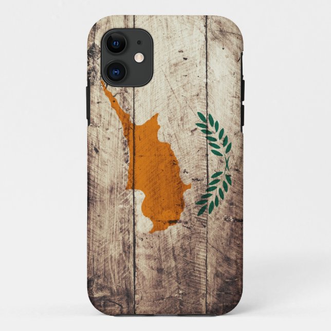 Funda De Case-Mate Para iPhone Bandera de madera vieja de Chipre (Reverso)