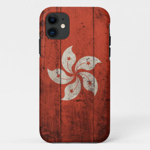 Funda Para iPhone 11 Bandera de madera vieja de Hong Kong
