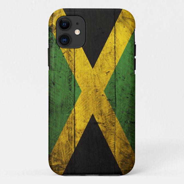 Funda De Case-Mate Para iPhone Bandera de madera vieja de Jamaica (Reverso)
