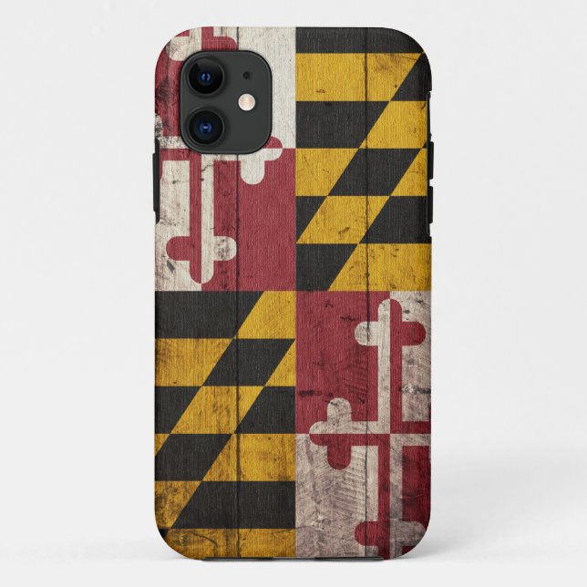 Funda De Case-Mate Para iPhone Bandera de madera vieja de Maryland (Reverso)