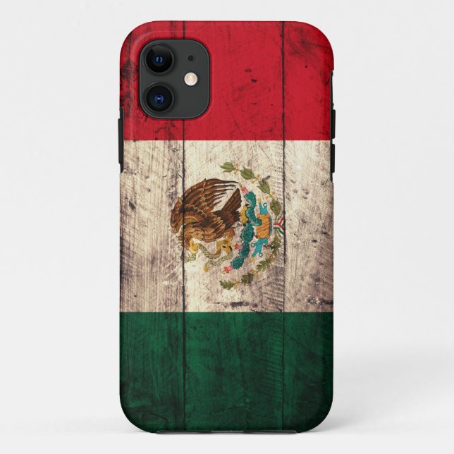 Funda De Case-Mate Para iPhone Bandera de madera vieja de México (Reverso)
