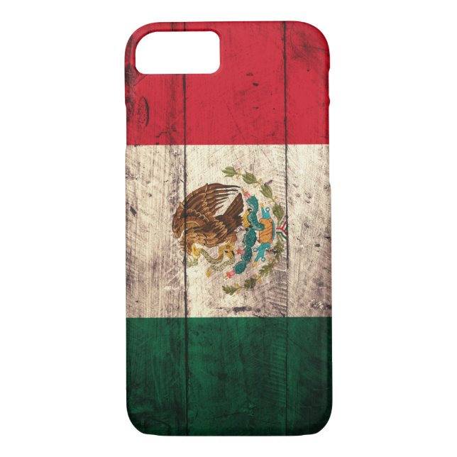 Funda De Case-Mate Para iPhone Bandera de madera vieja de México (Reverso)