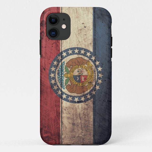 Funda De Case-Mate Para iPhone Bandera de madera vieja de Missouri; (Reverso)
