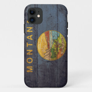 Funda Para iPhone 11 Bandera de madera vieja de Montana;