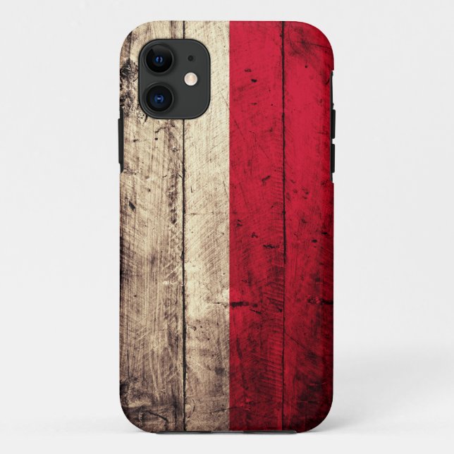 Funda De Case-Mate Para iPhone Bandera de madera vieja de Polonia (Reverso)