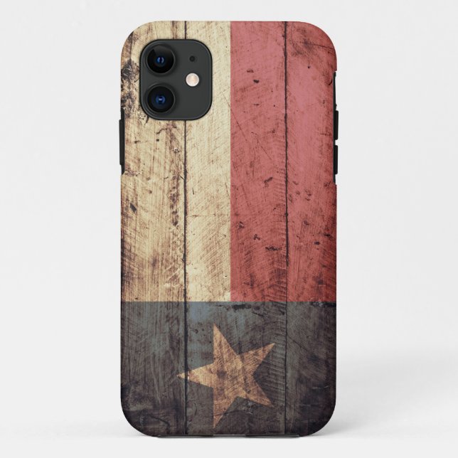 Funda De Case-Mate Para iPhone Bandera de madera vieja de Tejas; (Reverso)