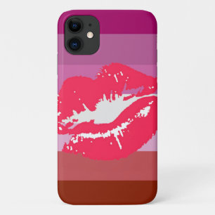 Funda Para iPhone 11 Bandera de Orgullo Lesbiana con Lápiz Labial
