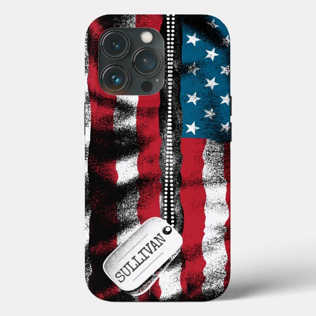 Funda De Case-Mate Para iPhone Bandera de perro de soldado militar personalizado (Reverso )