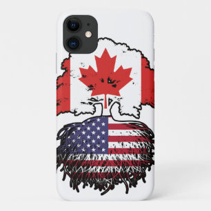 Funda Para iPhone 11 Bandera de raíces de árbol de Canadá estadounidens