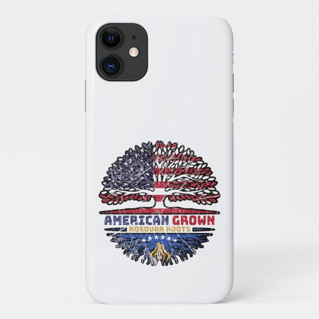 Funda De Case-Mate Para iPhone Bandera de raíces de árboles kosovares estadounide (Reverso)
