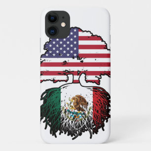 Funda Para iPhone 11 Bandera de raíces mexicanas norteamericanas en los