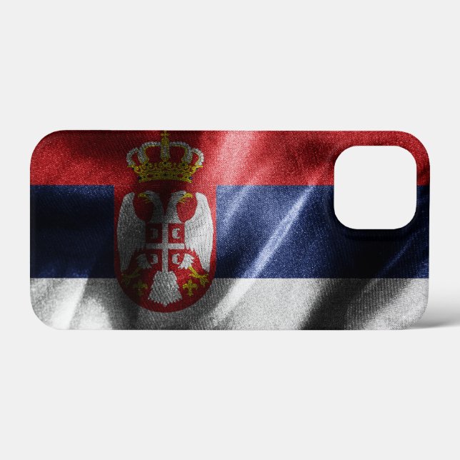 Funda De Case-Mate Para iPhone Bandera de seda de Serbia (Reverso (Horizontal))