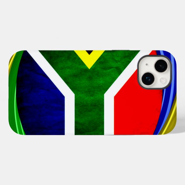Funda De Case-Mate Para iPhone Bandera de Sudáfrica: Dinámico Swirl Motif (Reverso (Horizontal))