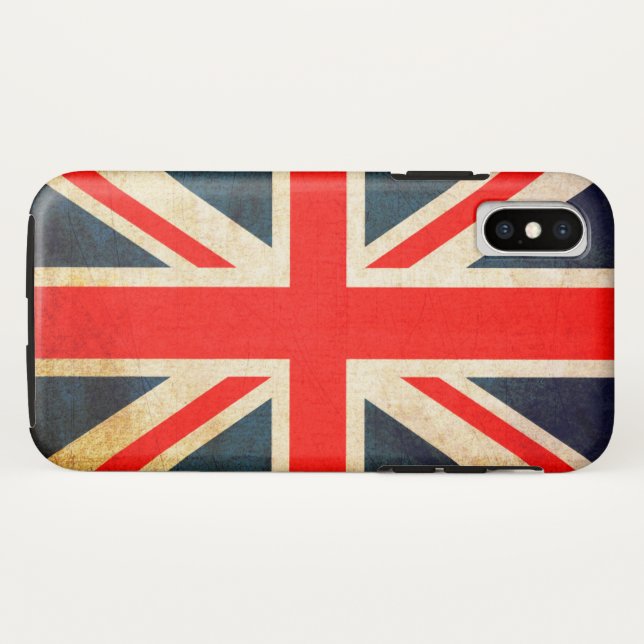 Funda De Case-Mate Para iPhone Bandera de Union Jack en Grunge (Reverso (horizontal))