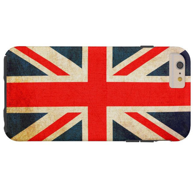 Funda De Case-Mate Para iPhone Bandera de Union Jack en Grunge (Reverso Horizontal)