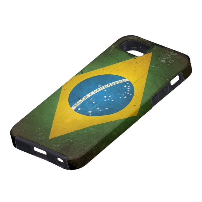Funda De Case-Mate Para iPhone Bandera del Brasil del Grunge (Abajo)