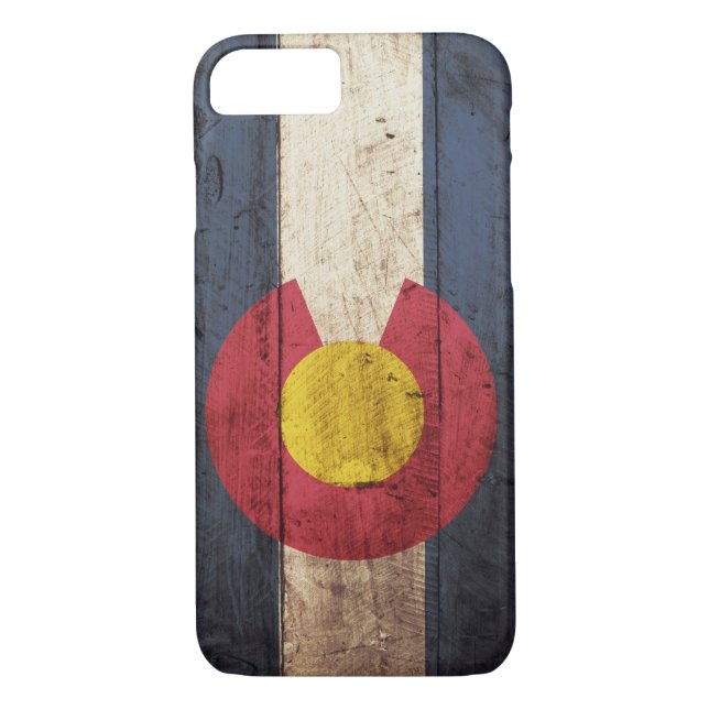 Funda De Case-Mate Para iPhone Bandera del estado de Colorado en grano de madera (Reverso)