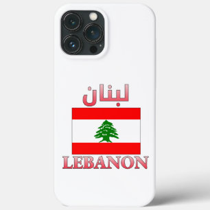 Funda Para iPhone 13 Pro Max Bandera del Líbano・ن árabe e inglés WordArt Guay