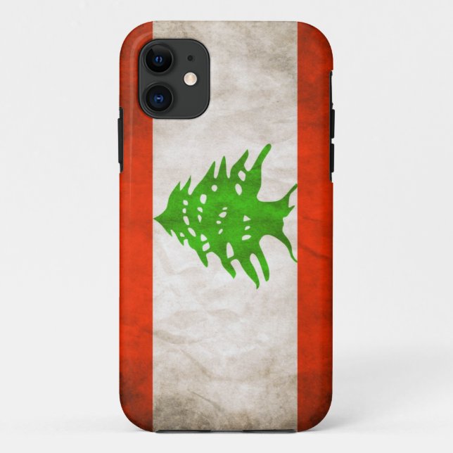 Funda De Case-Mate Para iPhone Bandera del Líbano Grungy (Reverso)