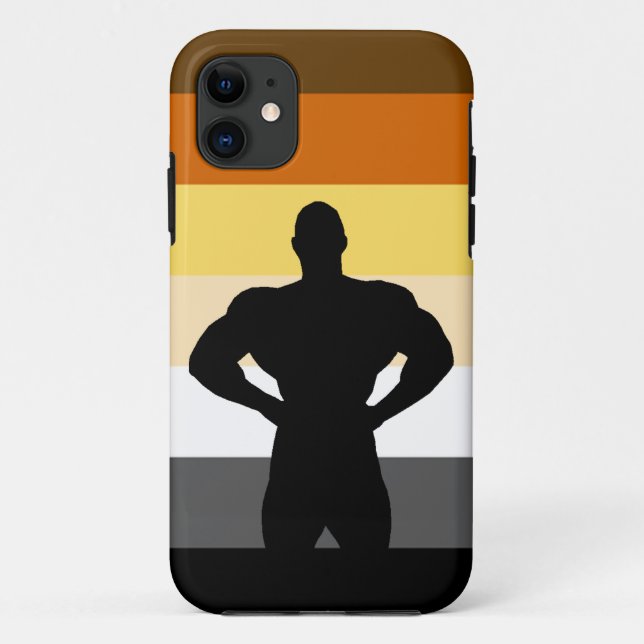 Funda De Case-Mate Para iPhone Bandera del Orgullo del Oso Muscular (Reverso)