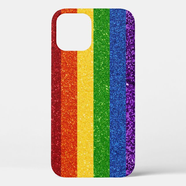 Funda De Case-Mate Para iPhone Bandera del orgullo gay Purpurina LGBT (Reverso )