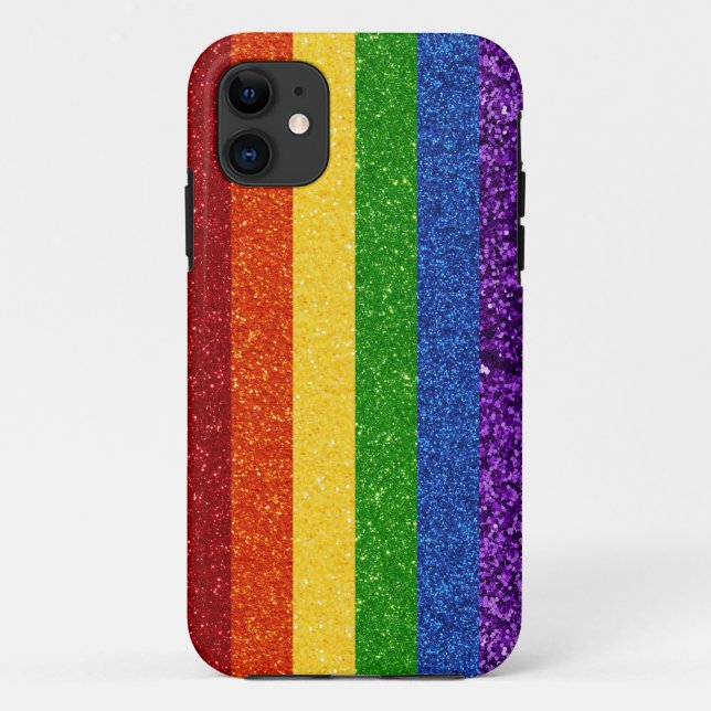 Funda De Case-Mate Para iPhone Bandera del orgullo gay Purpurina LGBT (Reverso)