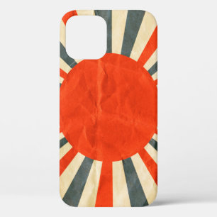Funda Para iPhone 12 Bandera del sol rojo sobre textura de papel, estíl