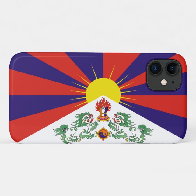 Funda De Case-Mate Para iPhone Bandera del Tíbet Libre (Reverso (horizontal))