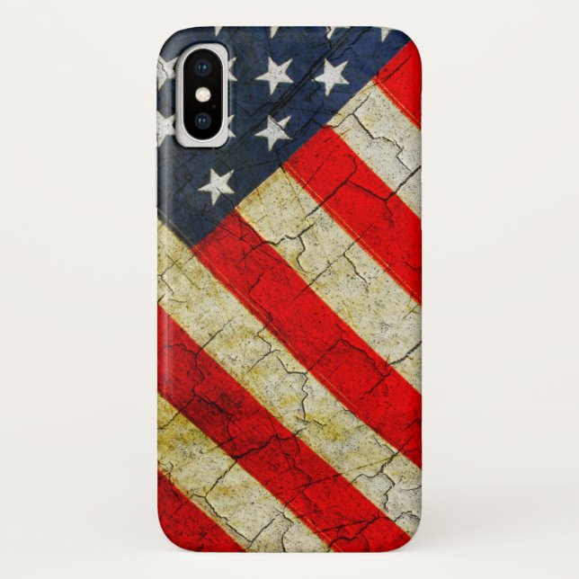 Funda De Case-Mate Para iPhone Bandera estadounidense agrietada (Reverso)