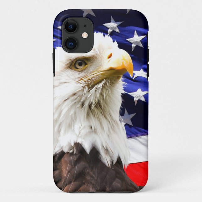 Funda De Case-Mate Para iPhone Bandera estadounidense con águila (Reverso)